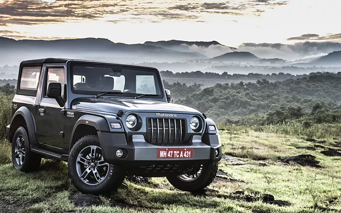 A gray Mahindra Thar for luxury car rental Jaipur